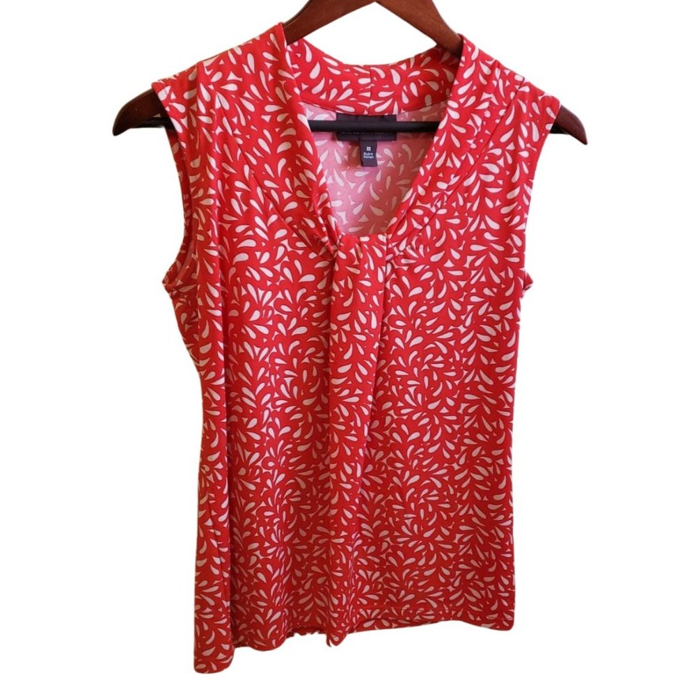 Dana Buchman Red Leaf Print Sleeveless V-Neck Blouse – Size XS - Picture 5 of 14